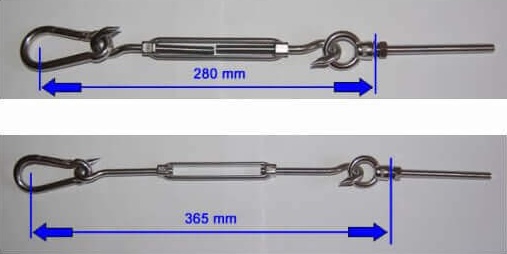 Prevedere 280–365 mm tra vela e ancoraggio