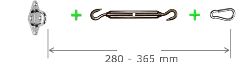 Prevedere 280–365 mm per i fissaggi